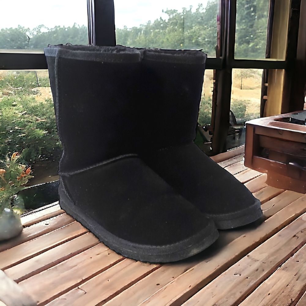 Ugg Classic Short Boot US Sz 7 Black Suede Wool Sheepskin Y2K Bootie Womens - Picture 4 of 16